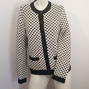 Chaps - Houndstooth Knit Jackie O Cardigan